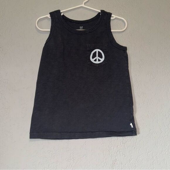 Kid's GAP Grey Peace Out Tank Top - Picture 2 of 8